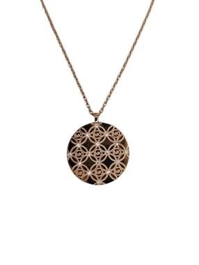 Michael Kors Heritage Rose Gold Monogram with Crystals Round Pendant 10" length